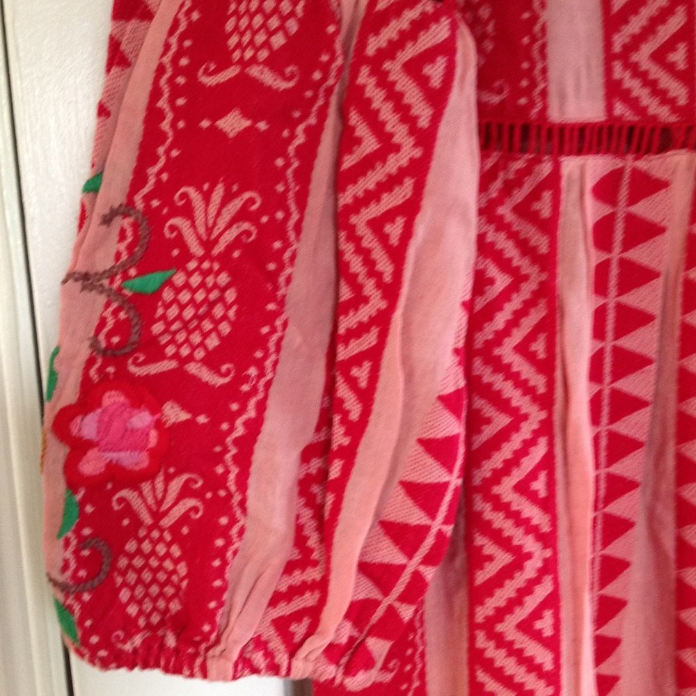 Farm Rio Pineapple Jacquard Split-Neck Maxi Dress - Picture 14 of 16